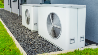 air-source heat pumps outside house